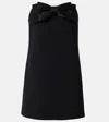 Self-portrait Black Sleeveless Mini Dress With Bandeau And Beaded Oversize Bow In Tech Fabric Woman In Schwarz