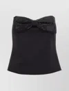 Self-portrait Black Sleeveless Top With Bandeau Neckline In Tech Fabric Woman In Black