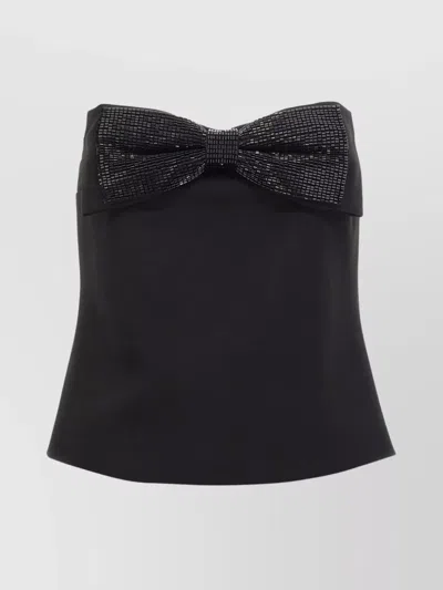 SELF-PORTRAIT BEADED BOW DETAIL STRAPLESS BANDEAU TOP
