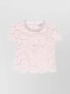 Self-portrait Beaded Floral Lace Top With Crystal Embellishment