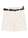 Self-portrait Beaded Floral Denim Mini Skirt Skirts White In White