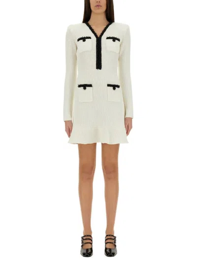 SELF-PORTRAIT BEADED KNIT MINI DRESS