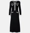 Self-portrait Beaded Waffle-knit Midi Dress In Black