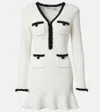 Self-portrait Beaded Waffle-knit Minidress In White