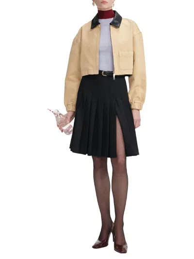 Self-portrait Beige Denim Cropped Jacket