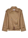 Self-portrait Self Portrait Women Beige Gabardine Trench Jacket In Brown