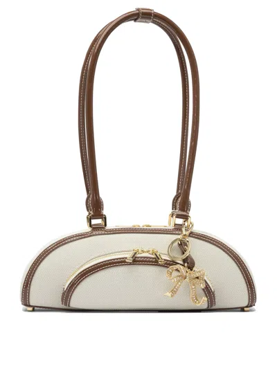 Self-portrait Beige Leather Shoulder Bag In Sand