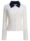 Self-portrait Beige Merino Wool Cardigan In White