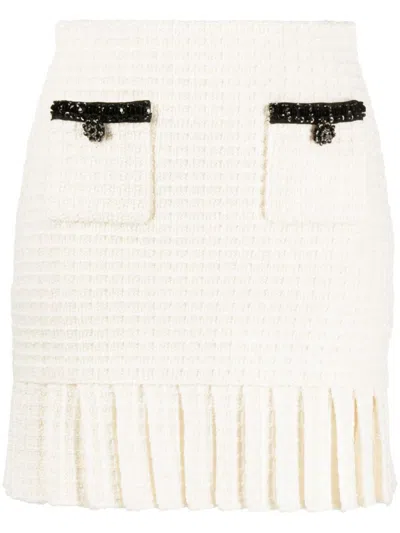 Self-portrait Self Portrait Knitted Mini Skirt With Sequins In Neutral