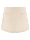 Self-portrait Beige Textured Skirt With Pearl Embellishments In Neutral