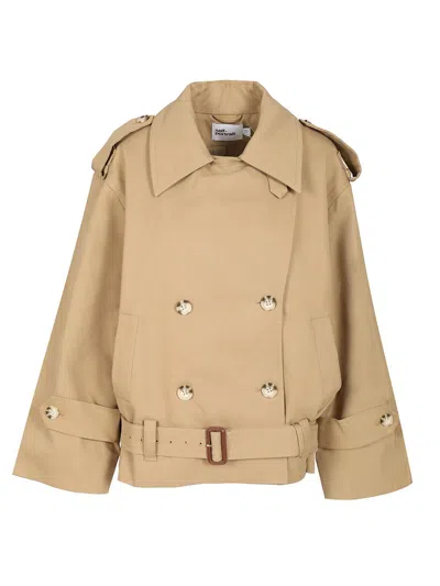 Self-portrait Beige Trench Jacket Coats Beige In Neutral