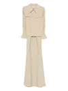 Self-portrait Beige Twill Maxi Dress Clothing In Neutral