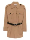 Self-portrait Twill Romper In Brown