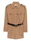 Self-portrait Twill Romper In Brown