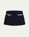 Self-portrait Navy Boucle Culotte Skirt In Black
