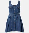 Self-portrait Belted Denim Minidress In Blue