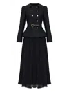 Self-portrait Belted Double-breasted Midi Dress In Black