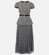 Self-portrait Belted Houndstooth Pleated Midi Dress