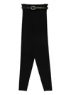 Self-portrait Belted Knit Trousers In Black