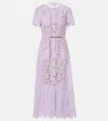 Self-portrait Lace Buttoned Cotton Blend Midi Dress