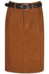 Self-portrait Brown Suede Midi Skirt