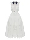 Self-portrait Belted Midi Dress In White