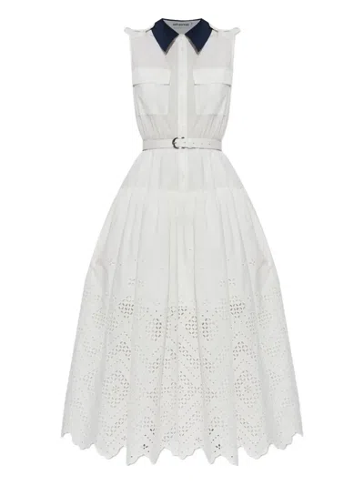 Self-portrait Belted Midi Dress In White