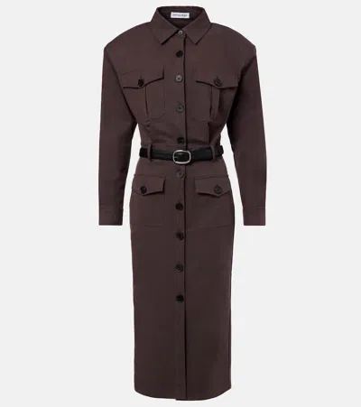 Self-portrait Belted Midi Dress In Brown