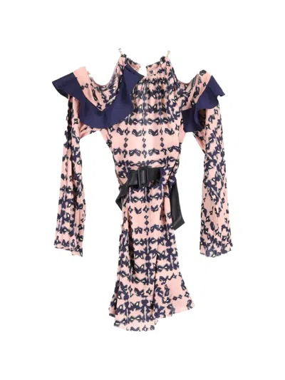 Pre-owned Self-portrait Belted Mini Dress In Pink