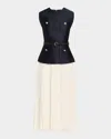 Self-portrait Belted Mixed-media Midi Dress