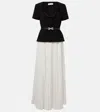 Self-portrait Embellished Belted Crepe And Pleated Chiffon Midi Dress In Black