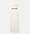 Self-portrait Belted Plissé Crêpe Maxi Dress In White