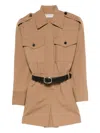 Self-portrait Twill Romper In Brown