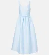 Self-portrait Belted Satin Midi Dress In Blue