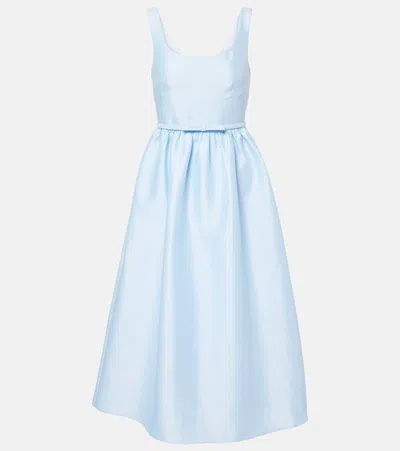 Self-portrait Belted Satin Midi Dress In Blue