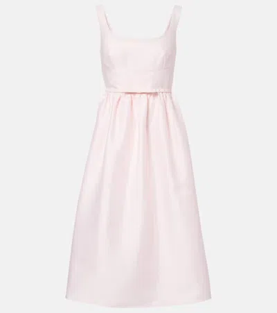 Self-portrait Belted Taffeta Midi Dress In Pink