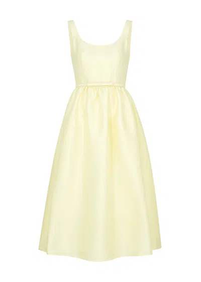 Self-portrait Belted Taffeta Midi Dress In Yellow