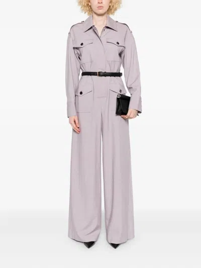 Self-portrait Lilac Twill Jumpsuit Clothing In Purple