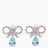Self-portrait Micro Bow Blue Droplet Earrings In Metallic