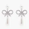 Self-portrait Bow Drop Earrings With Pearl And Crystal