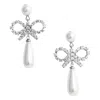 Self-portrait Bow Drop Earrings With Pearl And Crystal