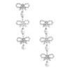 Self-portrait Metallic Tiered Earing With Bow Charm And Crystal Embellishments In Brass Woman In Metallic