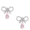 Self-portrait Self Portrait 'micro Bow Pink Droplet' Earrings In Gray