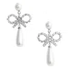 Self-portrait Bow Drop Earrings With Pearl And Crystal