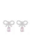Self-portrait Micro Bow Pink Droplet Earrings In Metallic