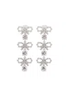Self-portrait Micro Bow Crystal Tiered Earrings In Metallic