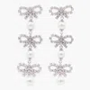 Self-portrait Bow Crystal Drop Pearl Earrings