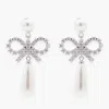 Self-portrait Bow Drop Earrings With Pearl And Crystal