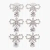 Self-portrait Micro Bow Crystal Tiered Earrings In Metallic