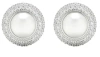 Self-portrait White Stud Earings With Crystal Embellishments In Brass Woman In Metallic